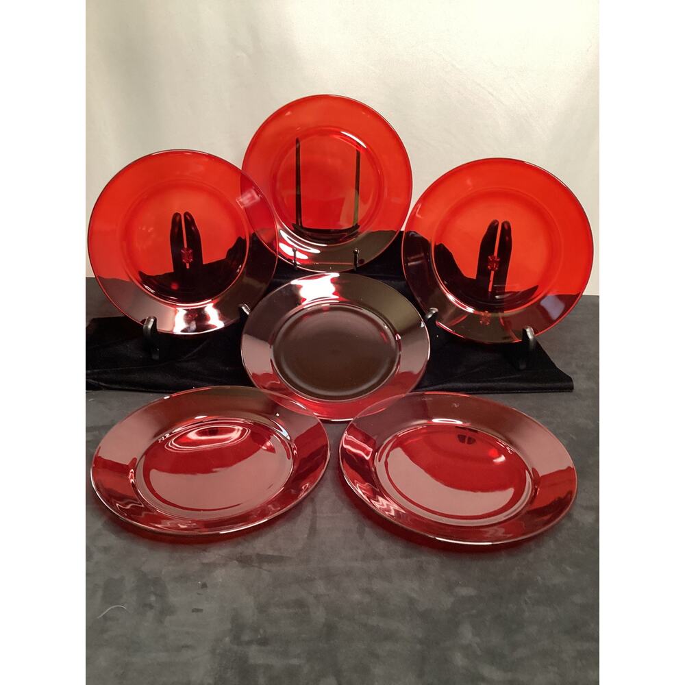 Ruby Red Glass Dessert/ Salad Plates